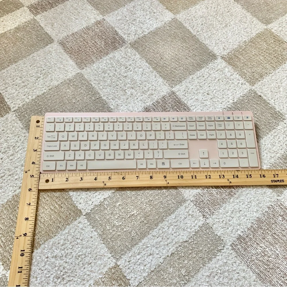 Pink Silent Keyboard with Numbers USB with Dust Cover and Pink Bunny Mouse USB